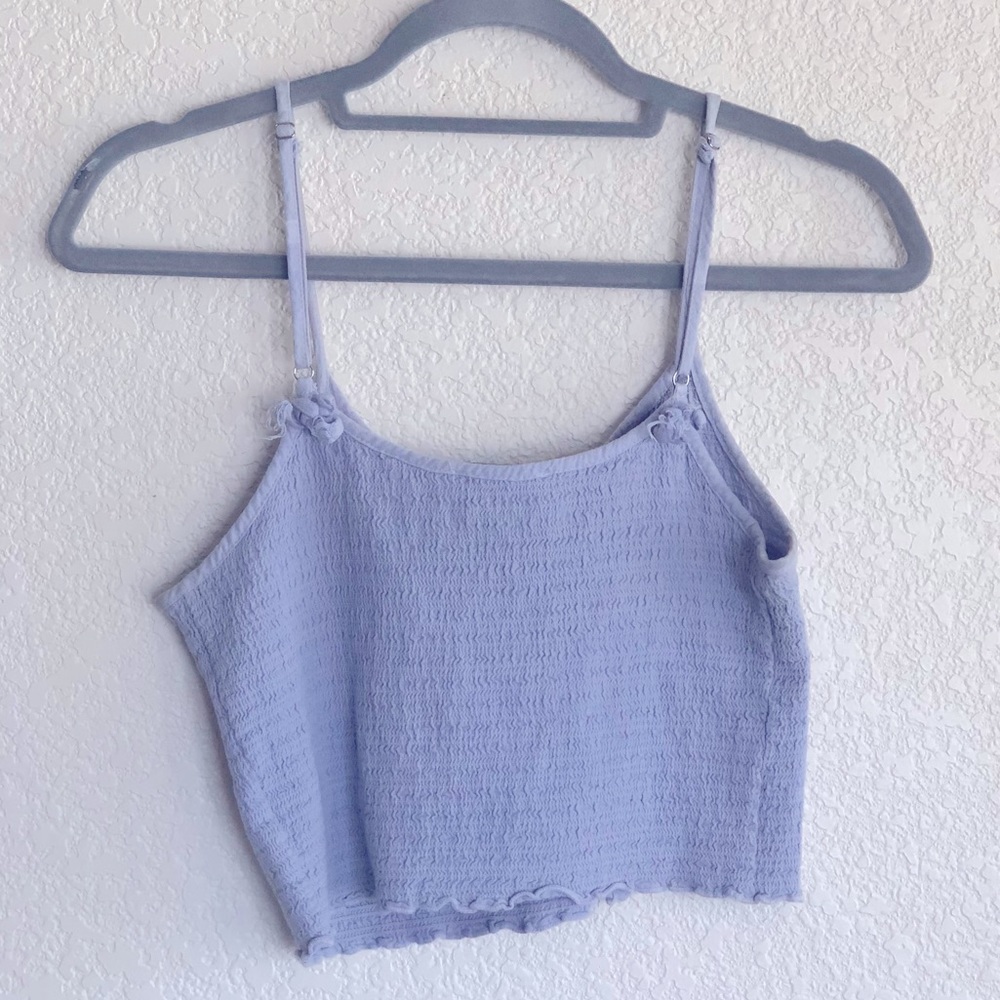 Brandy Melville OS blue textured tank top with adjustable straps